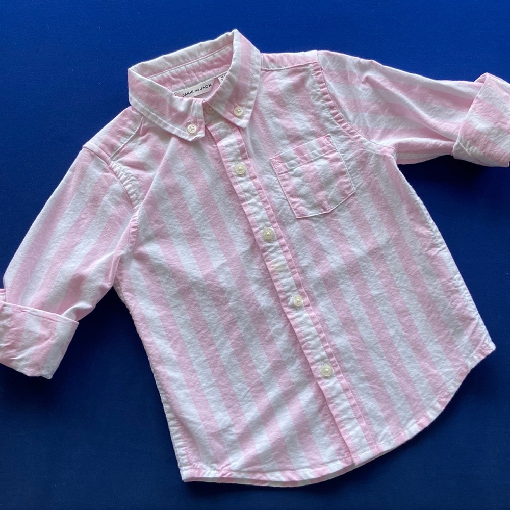 Janie and Jack toddler boy striped button down shirt. Size 18 to 24 months.
